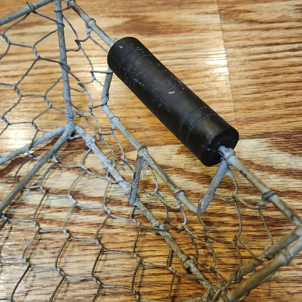 Vintage Chicken Wire Basket with Black Handles